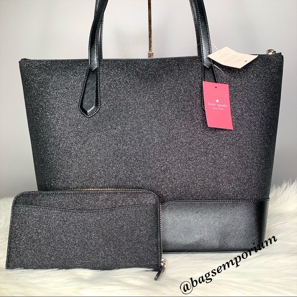 Kate Spade LG Glitter Tote / Wallet 3 piece set - Picture 7 of 16